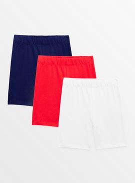 Red, White. & Navy Jersey Cycling Shorts 3 Pack  