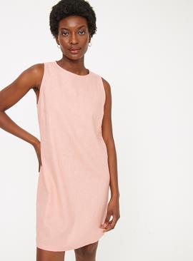 Pink Linen Blend Shift Dress 