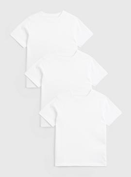 3 Pack Unisex Short Sleeve Crew Neck White Tees