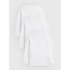 3 Pack Unisex White Crew Neck Long Sleeve T-Shirts