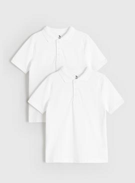 2 Pack Unisex White 'Dress with Ease' Short Sleeve Polo Shirts