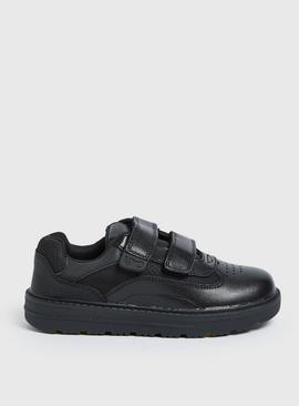 Magic Feet Black Leather Twin Strap Trainers