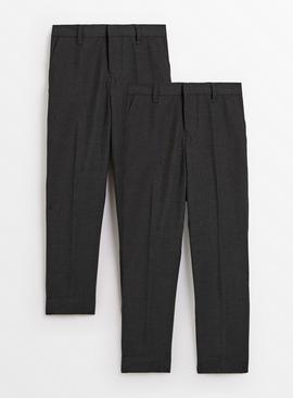 2 Pack Trousers with Reinforced Knees & Extendable Hems Longer Leg