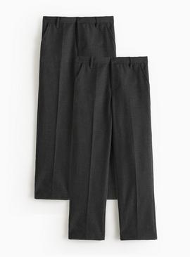 2 Pack Woven Trousers with Reinforced Knees & Extendable Hem