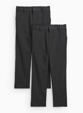 2 Pack Trousers with Reinforced Knees & Extendable Hems Generous Fit