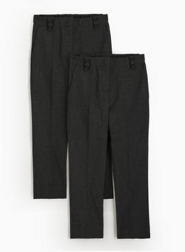 2 Pack Girls Trousers with Reinforced Knees & Extendable Hem