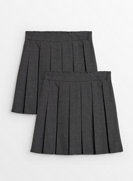 2 Pack Grey Permanent Pleat Skirts Longer Length