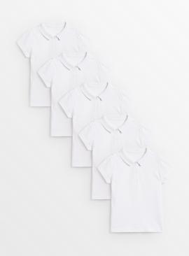 5 Pack White Polo Shirts with Perfect White