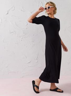 EVERBELLE Puff Sleeve Open Back Midi Dress