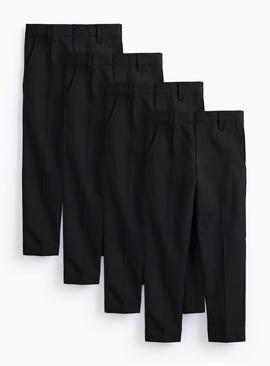 4 Pack Slim Fit Woven Trousers with Reinforced Knees & Extendable Hem