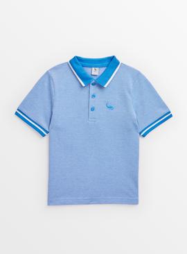 Blue Pique Short Sleeve Polo Shirt 