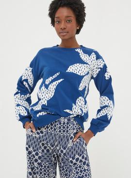 FATFACE Alex Textured Leaves Crew Sweatshirt