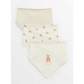 Cream Bear Print Hanky Bibs 3 Pack One Size
