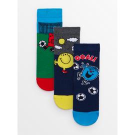 Mr Men Football Print Ankle Socks 3 Pack