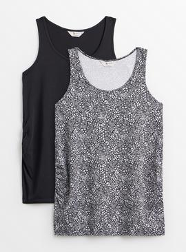 MATERNITY Black & Ditsy Vest Tops 2 Pack