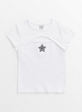White Cut Out Star Top 