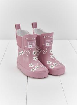 GRASS & AIR Short Flower Welly Boot Pink Bloom