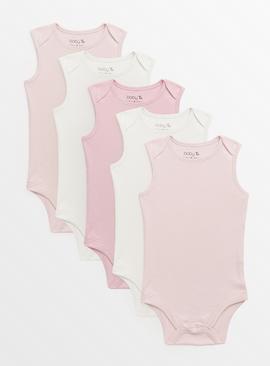 Pink Sleeveless Bodysuits 5 Pack
