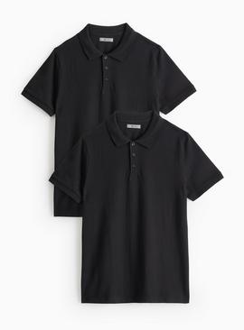 Black Pique Polo Shirt 2 Pack