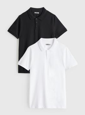 Black & White Pique Polo Shirt 2 Pack
