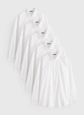 White Slim Fit Long Sleeve Shirts 5 Pack