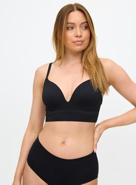 Black Ribbed Non-Wired Seamless Bra