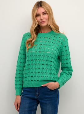 KAFFE Elena Lace Knit Pullover Green 