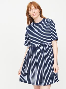 Navy Stripe Oversized T-Shirt Dress
