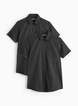 Black Regular Fit Short Sleeve Shirts 2 Pack