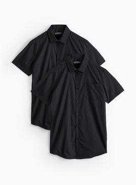 Black Slim Fit Short Sleeve Shirts 2 Pack