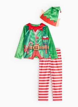 Green Christmas Elf Fancy Dress Costume 2-3 years