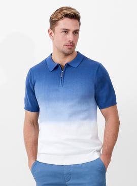 FRENCH CONNECTION Ombre Half Zip Polo Shirt 