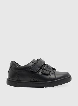 START-RITE Explore Black Leather Double Rip Tape School Shoes