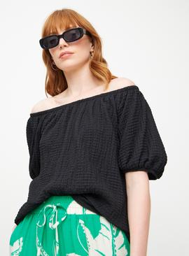 Textured Half Sleeve Bardot Top
