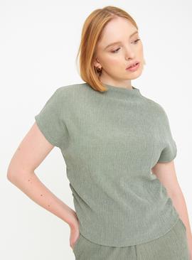 Textured High Neck Draped Top