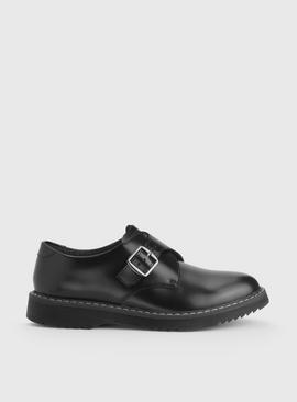 START-RITE Eclipse Black Leather Chunky Buckle Up School Shoes