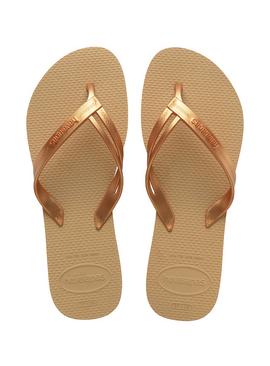 HAVAIANAS Elegance Flip Flops Golden