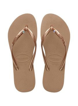 HAVAIANAS Slim Crystal Sw Ii Flip Flops Rose Gold