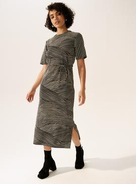 Silver Shimmer Tie-Waist Midaxi T-Shirt Dress