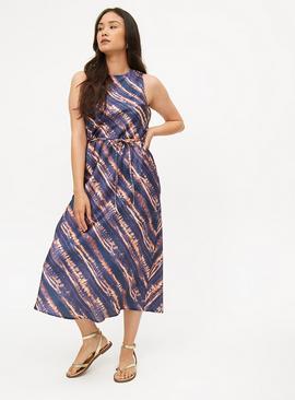 Blue Mark Making Satin Dress