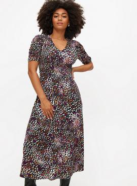 Abstract Confetti Print Midaxi Tea Dress
