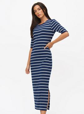 Navy Stripe Midaxi Column Dress