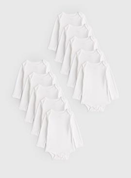 White Long Sleeve Bodysuit 10 Pack