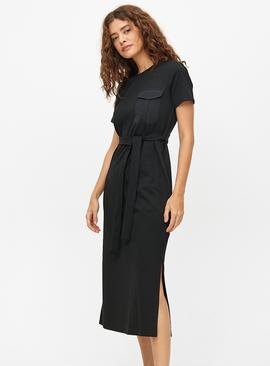 Black Belted Midaxi T-Shirt Dress