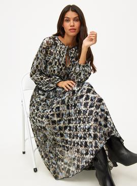 Blurred Geo Shimmer Midaxi Dress