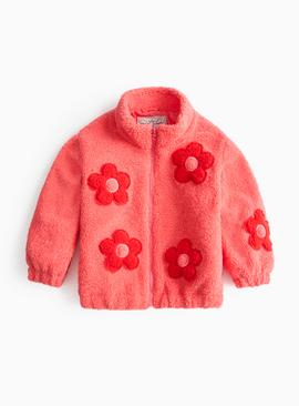 Pink Floral Borg Fleece Jacket