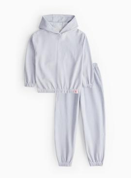 Blue Ribbed Hooded Pyjama Set