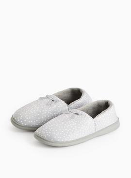 Grey Spot Print Full Slippers