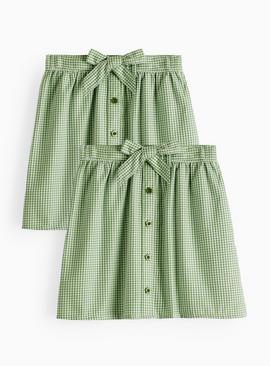 2 Pack Green Gingham Skirt