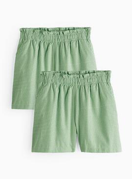 2 Pack Green Gingham Shorts